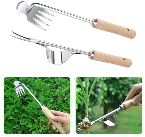 noleli Gartenarbeit Hand Unkrautstecher Unkraut Entferner Gerät Unkrautstecher Edelstahl Profi Trimmer Unkraut Unkrautjäter,Unkrautausstecher, Unkraut Gerät, Gartenhelfer, Garten Werkzeug
