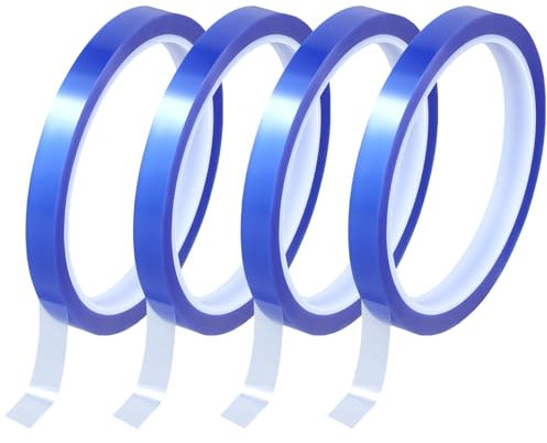 QWORK® 4 Rollos Cintas Térmicas de 10 mm x 33 m, Cintas de Alta Temperatura para Sublimación (Azul)