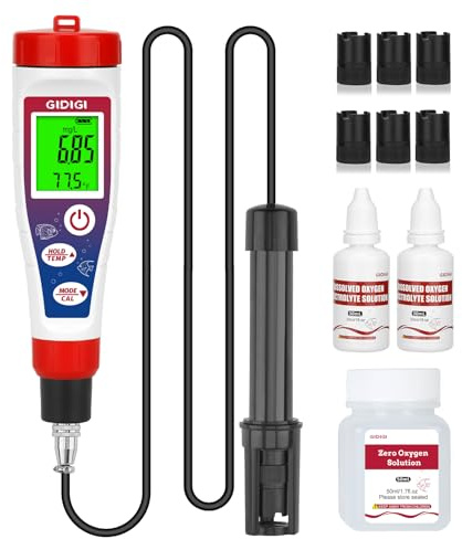 GIDIGI Digital Dissolved Oxygen Meter,Dissolved Oxygen Test Kit with 4.92 ft Probe Cable, DO Meter Oxygen Analyzer with Accessories,Aquarium Pond Water Test Kit 0.0-40.0 mg/L
