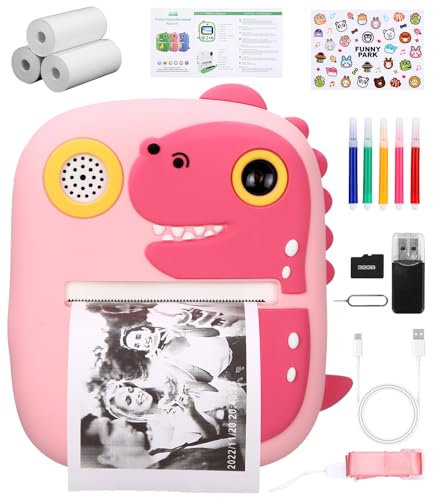 Zaxiva Appareil Photo Instantané Enfants,2,4 Écran 1080P HD Kidizoom Appareil Photo Numérique Enfant avec Carte 32GB,5 crayons couleur, 3 papier pour imprimante, 1 d'autocollantsCadeau Filles Garçons