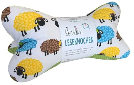 Leolini Leseknochen mit Namen personalisierbar Kissen Nackenkissen Schafe Handgefertigt in Österreich