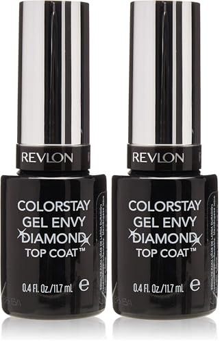 Revlon ColorStay Vernis à Ongles, Top Coat, Finition Brillante et Transparente (11,7 ml), Diamond Gel Envy (Lot de 2)