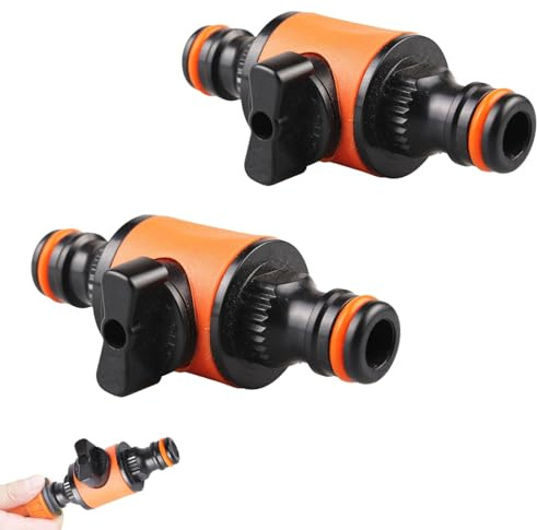 2Pcs Double Male Hose Connectors with Water, Tap Adapter for Garden Hose Pipe Connector, Replacement Shut Off Valve Coupler for Car Cleaning, Agricultural Irrigation, Fits Quickly and Easily