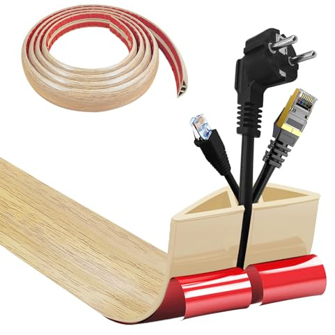 Kabelkanal självhäftande, kabelbro botten, 5 cm x 300 cm flexibel PVC platt kabelskydd golv kabelskydd kabelfack för alla strömkablar hem, kontor, hotell, lager, etc-lätt skärning – 5# träkorn