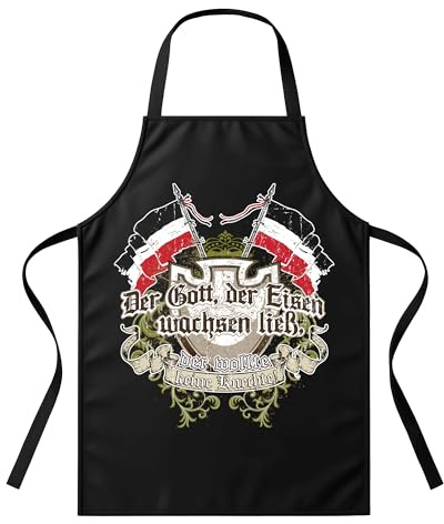 UGLYSHIRT Grillschürze Herren Der Gott, der Eisen wachsen ließ | BBQ Schürze mit Spruch – Geschenk für Männer, Vatertag, Grillmeister, Kaiserreich, Germanen, Deutschland
