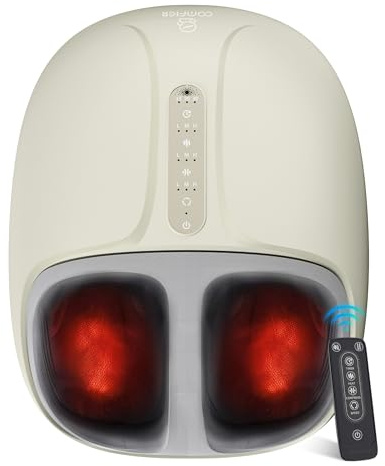 COMFIER Shiatsu Foot Massager with Heat,Compression, Kneading & Rolling, Electric Feet Massager for Plantar Fasciitis, Foot Warmer Size Up to 15, Gift for Men Women