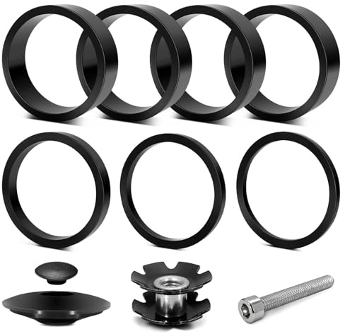 Elevador de manillar de bicicleta Spacer, juego de dirección 1 1/8 – Juego de separadores de bicicleta de aluminio 2 mm/3 mm/5 mm/10 mm con tapa de dirección, garra ahead, espaciador de 1 1/8 pulgadas