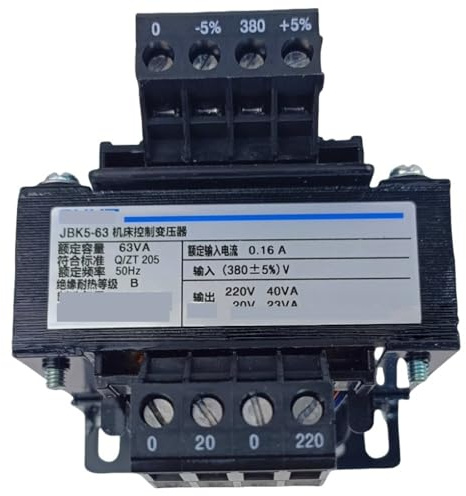IndusTradCorp JBK5-63VA Entrada 380V Salida 220V 40VA, 20V 23VA Transformador de Control, Transformador de Potencia de Control