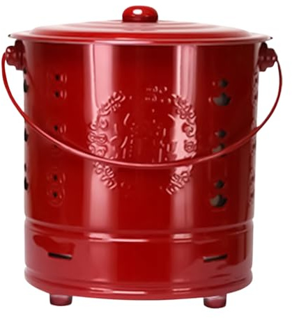Feuertonne, Edelstahl-Müllbrenner mit Deckel für Hofabfälle und, sichere Verbrennung, hitzebeständiger Papiereimer, Hinterhofkamine, Landschaftsgärtner, Garten, Bauernhof und Lager, 26 x 26