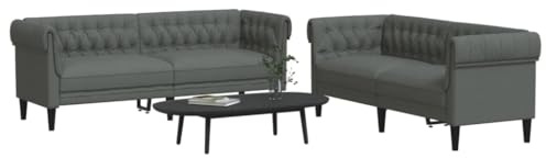 CKioict 2-TLG. Sofagarnitur Dunkelgrau Stoff, Bequeme Polstergarnitur mit Strapazierfähigem Bezug für Wohnzimmer, Modernes Design mit Stabilen Stützbeinen, Atmungsaktiv