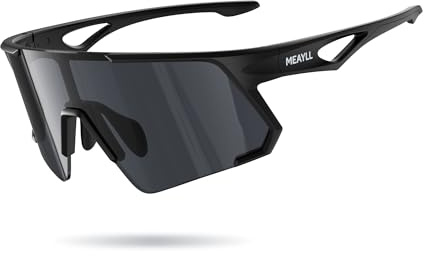Meayll Fahrradbrille Herren Schnelle Brille Damen, UV400 Sonnenbrille Schutzbrille mit Verstellbaren Nasenflügel,TR90 Frame MTB Sportbrille Laufbrille Sunglasses für Fahrrad Angeln Ebike, Schwarz