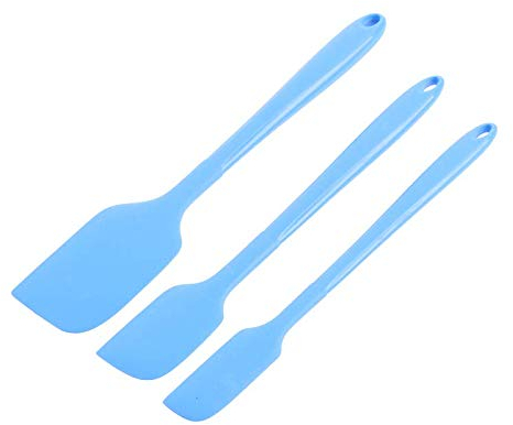 Kochblume Design Teigschaber S, M & L 3er Set | Premium-Silikon & BPA frei| Hitzebeständig | Spülmaschinenfest | Farbe: blau