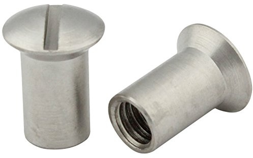 Hülsenmuttern mit Linsensenkkopf und Schlitz-Antrieb - M4x12 - (10 Stück) - aus rostfreiem Edelstahl A1 (VA) - NIRO - SC9061 - Linsenkopf | SC-Normteile®