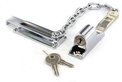 3XCHROME Locking Door Chain Guard Security 2 Keys