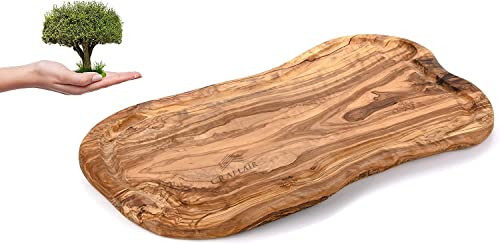 CRAFLAIR ~ 39-44 cm ~ Planche à découper en bois d'olivier avec bord de jus ~ Grande planche à fromage en bois faite à la main ~ Planche à découper ~ Planche à charcuterie