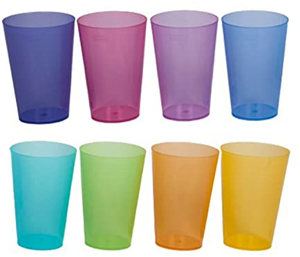 Kigima Trinkbecher für Kinder 0,3l 8er Set Rainbow – bunte, extra stabile Plastikbecher, Partys, Festivals – Mehrweg Kunststoffbecher – Becher aus Plastik – wiederverwendbare Plastik-Becher