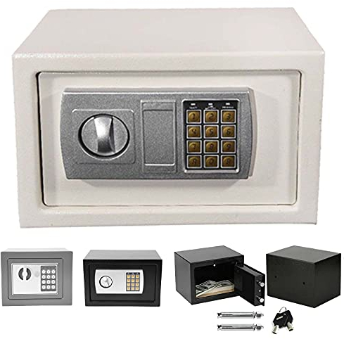 Safe Digitaler Elektronischer Tresor Sicherheitskasten Feuerfester und wasserdichter Sicherheitsschrank mit PIN-Code und Schlüssel Wandtresor Für Schmuck Bargeld, 23x17x17cm (Schwarz)