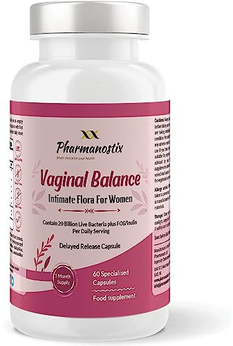 Pharmanostix Vaginal Balance 30 Capsules -10 Billions - L-rhamnosus, L-reuteri & Saccharomyces Boulardii- Friendly Active Bacterial Cultures Blend Providing Intimate Flora & UTI Support for Women - UK