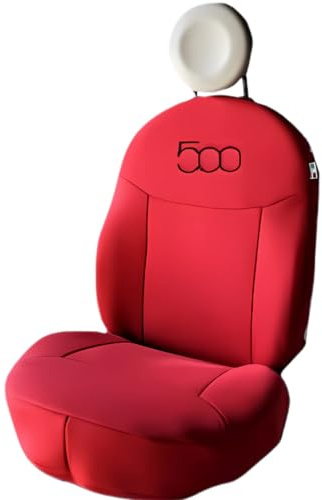 Italfodere - 1 Paar Vordersitzbezüge kompatibel mit Fiat 500 - Gepaarte Baumwolle - Handgefertigt - Elegant und langlebig - Autozubehör - Rot - Made in Italy