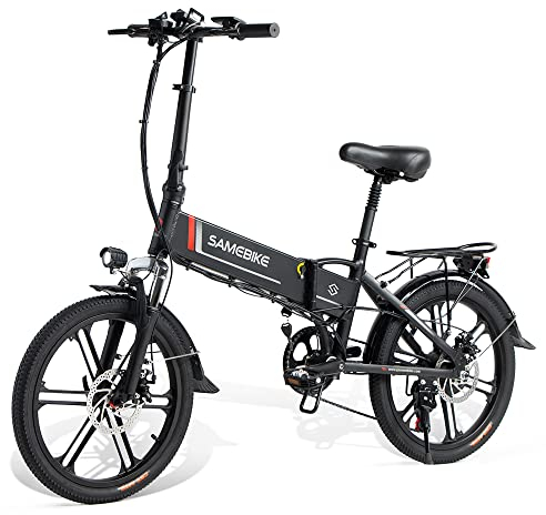 SAMEBIKE Folding 20 Electric Bike with Removable 48V 10.4AH Lithium Battery for Adults, Folding Electric Bicycle Commuter Ebike with 7 Speed Shifter Electric Bicycle Quick Delivery