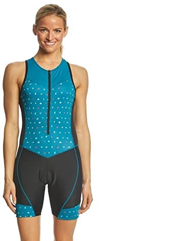 Maglia da Ciclismo, Tuta da Ciclismo Tuta da Triathlon da Donna Monopezzo Senza Maniche con Tasca per Imbottitura in Gel 9D Tuta da Bici ad Asciugatura Rapida (