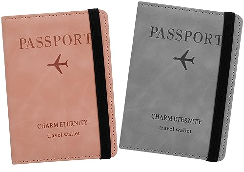 Firtink 2 Stücke Passport Hülle, Reisepasshülle Kunstleder Passhülle mit RFID Blocker, Passport Cover PU Leder Passhülle Reisepass Tasche Holder für Reisepass Kreditkarten