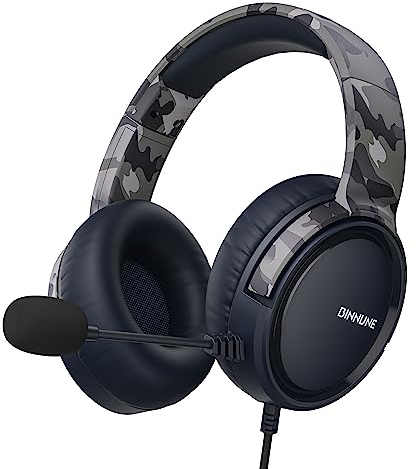 BINNUNE Casque Gaming pour PS5 PC PS4, Casque Gamer pour Transducteurs 50mm Micro Anti-Bruit Compatible avec Switch Xbox Series X & S - Camouflage