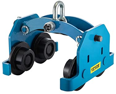 HUIWOSEN 1100 LBS Plain Trolley Push Beam Monorail Trolley Adjustable Lifting Chain Hoist Winch Crane Lift Sling for Goods