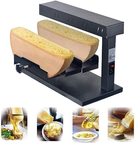 Derretidor de queso comercial, parrilla eléctrica de queso raclette con doble área de calentamiento, parrilla raclette de calentamiento rápido, máquina de fusión de raclette adicional calentador de