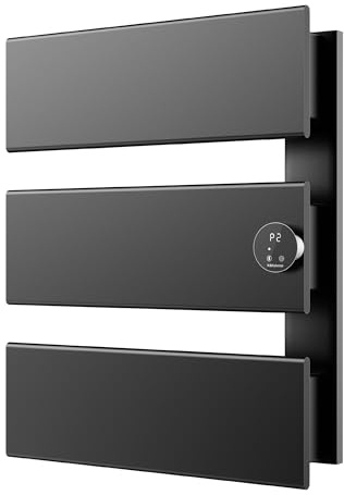 K&KALONZO Electric Towel Warmer, 18.35 W x 22.8 H Wall-Mounted Towel Heater with Built-in Timer, Waterproof Aluminum Towel Warmer for Bathroom, Support Plug-in and Hardwired, Black, K3-R-B