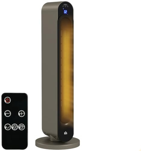 HOMCOM 30 Inch Electric Heater with Fan, 2200W, Remote Control, Silver Tone