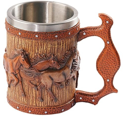SHOWERORO Tasse Créative en Résine Épaisse, Gobelet D'eau Viking Rond Décoratif Résistant aux Chocs, Maison Bar