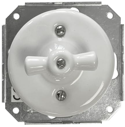 Conmutador empotrable lazo, porcelana blanca, F-Bright; para el control de iluminación en instalaciones eléctricas.