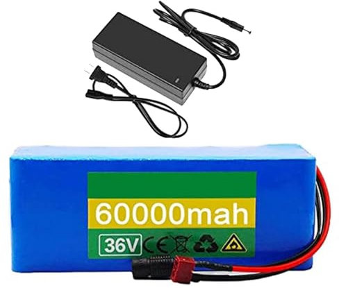 Batteria per bicicletta elettrica 36v 60ah, batteria per bici elettrica 10S4P, batteria impermeabile rimovibile, pacco batteria agli ioni di litio con caricabatteria T plug