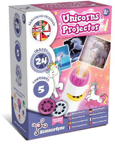 Science4you Projecteur Torche Licorne pour Enfants - Projecteur Torche avec 24 Images et Poster Licorne, Cadeau et Jouets Scientifiques et Éducatifs pour Les Garçons & Filles 4 5 6 7+ Ans