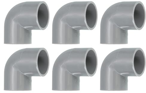 sourcing map 25mm 90 Degree Elbow, 6 Pcs PVC Pipe Fittings 2 Way Right Angle Elbow Side Outlet Adapter Coupling PVC Fitting Connectors for DIY Building Furniture, Grey