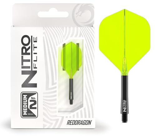 RED DRAGON Darts – Integrerad Flyg & Axel System – No.2 Form och design – Svart & Gul Färg, Medellängd