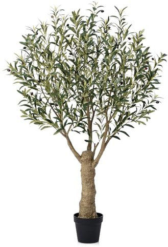 VeriNatural Artificial Olive Tree 150cm Large Fake Plant-Faux Plants for Indoor&Outdoor Decor, UV Resistant Artificial Plant with 1390 Leaves&63 Fruits-Perfect for Home, Office, Balcony,VN160