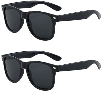 FveVqe 2Pcs Boys Sunglasses Age 6, Classic Style Retro Kids Black Sunglasses For Boys and Girls Age 3-10, Kids Beach,School,Shopping,Party