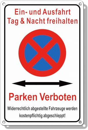 TAKULA Einfahrt Freihalten Schild 30x20cm – Parkverbot für Tag & Nacht | Wasserdichtes, UV-beständiges Aluminiumschild. Ideal für Ein- und Ausfahrten, Garagen und gewerbliche Grundstücke.