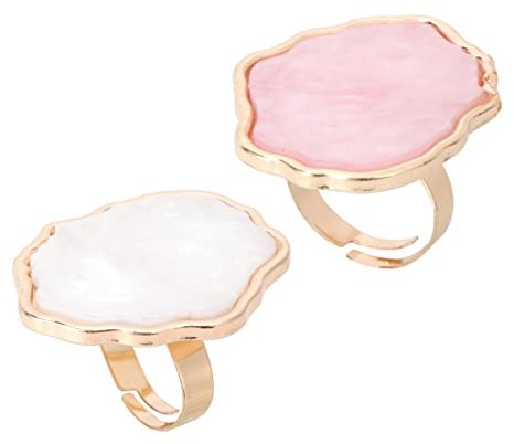 VICASKY 2 Stücke Nagel Farbpaletten Fingerring Aus Glattem Material Marmor Design Weiß Rosa Nailart Mischpaletten Für Nagelstudio Und Maniküre