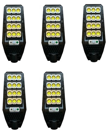 AntDau71® - 5 Pezzi Faretto LED 400W con Pannello Solare – Impermeabile IP66, Telecomando, Staffa e Kit di Montaggio, Luce Bianca 6500K, 2 Modalità di Illuminazione - CW978-5PZ