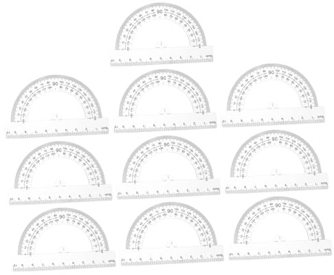 HOMSFOU 10pcs Plastic Protractor for Accurate Angle Measurement Half-Circle Ruler for Students Designers and Architects for Geometry and Drawing