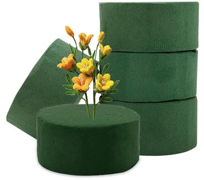 Caelura 5 Stück Blumensteckschaum Runde 8 x 4 cm, Steckschwamm für Blumen, Steckmasse für kunstblumen, Grüner Blumen Schaumstoff für Blumengestecke Steckziegel für Hochzeitsgangblumen-Partydekoration