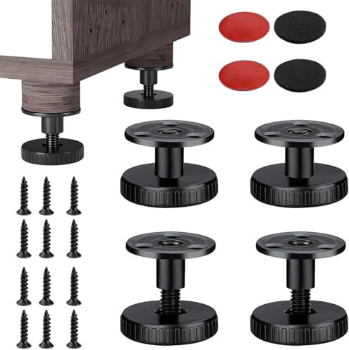 Ceeyoll 4 Piezas Patas Regulables Limitador Cabecero Telescópico Pies De Muebles Ajustables Herramienta Antivibraciónpara Armarios De Cama Sofás, Pata para Muebles Regulables.