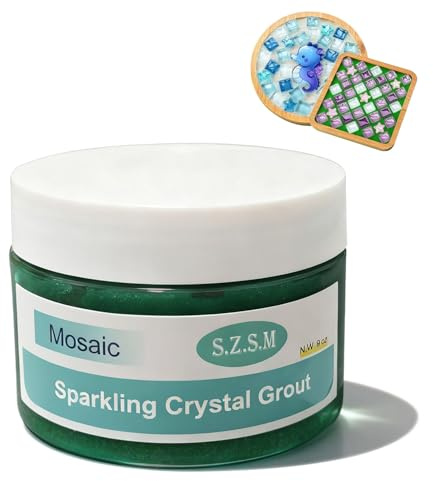 Mosaic Grout for Crafts, Sparkling Colorful Crystal Caulk is Specially Designed for Use in Mosaic Kits for Adult to Decorate Tessellated Coasters, Table Tops, Walls and Vases. (Green, 9.0 oz)