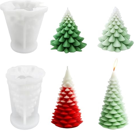 2 Pcs Candle Moulds for Candle Making, Christmas Tree Silicone Mold, Silicone Mold, DIY Candle Making Moulds for Home Decor, Holiday Decorations and Gift Crafting