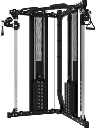 V-Station Cross Over Kabelzug mit 180 kg Steckgewichten und Klimmzugstange I I Seilzug Fitnessgerät inkl. Zubehör (Kunststoff-Umlenkrollen)
