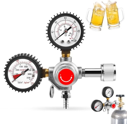Druckminderer Bier Druckregler CO2 Profi Mehrweg,DruckreglerCO2-Regler,DruckmindererGasflasche Mit Dual Manometer,CO2Reglerfür Bierzapfanlage,Bierbrauen,Bier MaschineW21.8x1/14,Zugbier selbstgebrautes