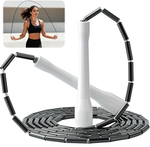 Beaded Jump Rope Adjustable Unbreakable Handles PVC Fitness Rope Adults | Adjustable Length Design, Unbreakable Handles, Beaded PVC Rope, No Kinking Performance, Indoor & Outdoor Use